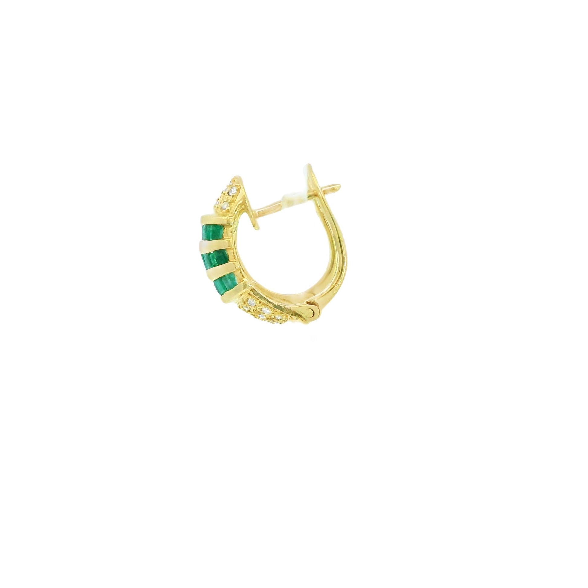 Green Emerald Earrings in 14k Yellow Gold 5.50g.