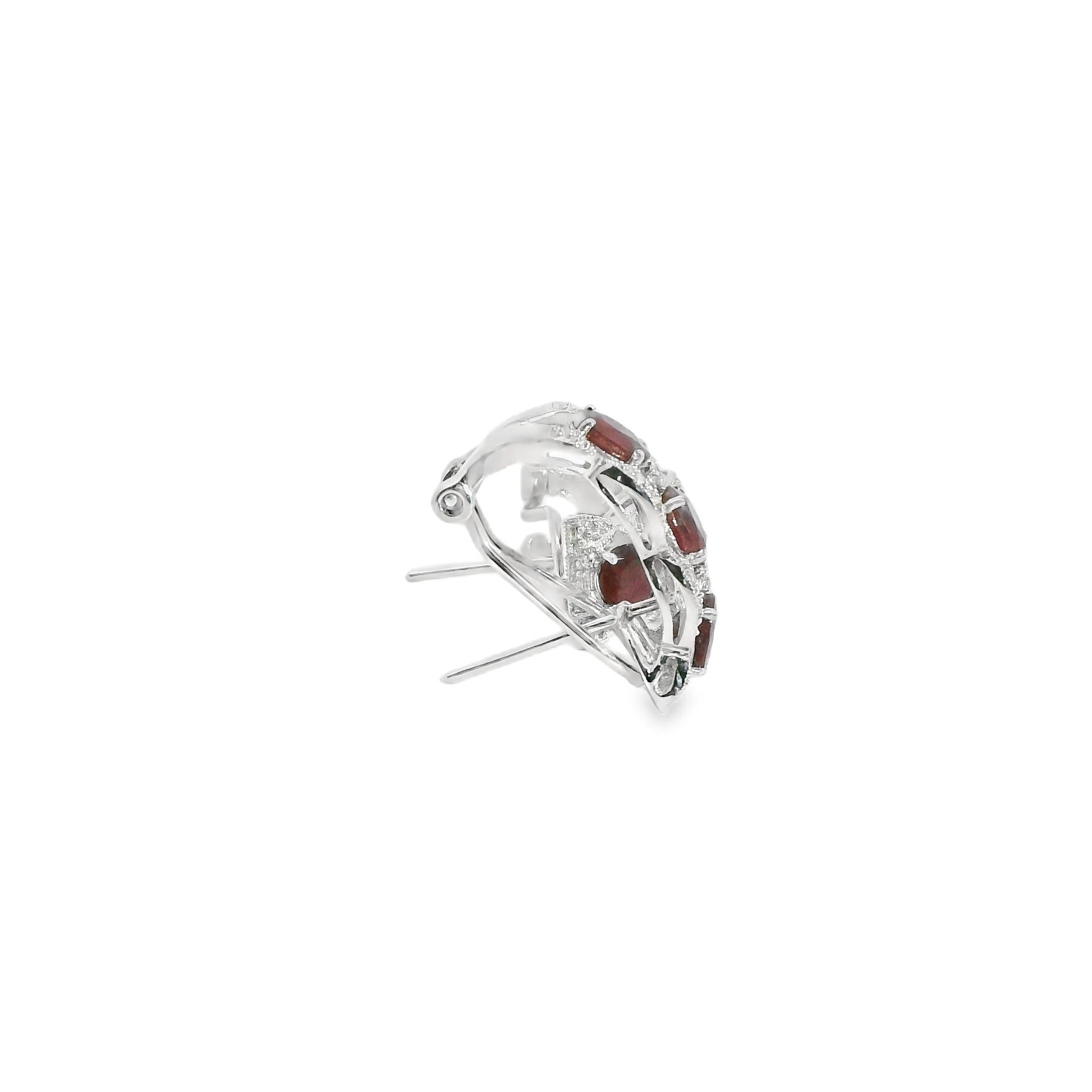 2.78ctw. Ruby & 0.17cttw. White Diamond Earrings in 14k White Gold 5.35g