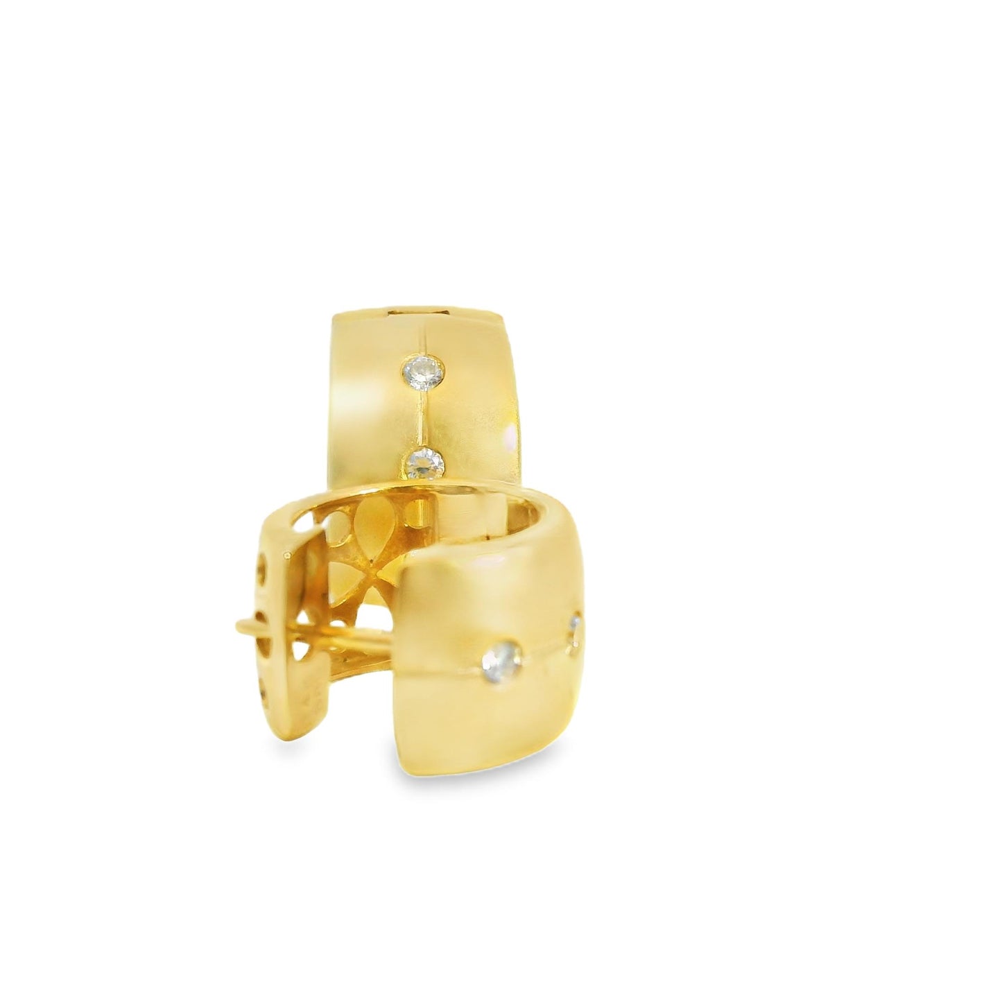 14k Yellow Gold Hoop Earrings with Stationed White Diamonds 4.47g.