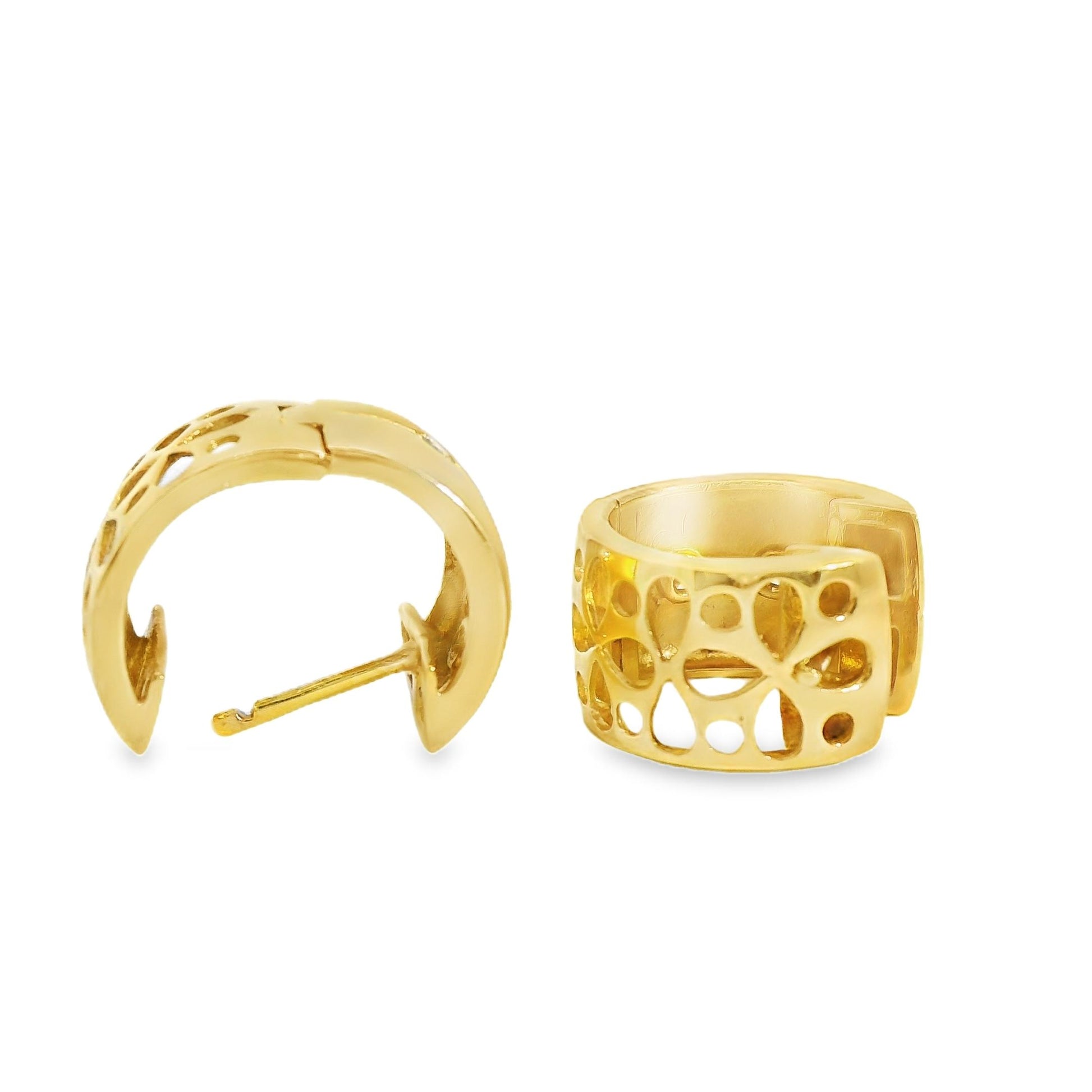 14k Yellow Gold Hoop Earrings with Stationed White Diamonds 4.47g.