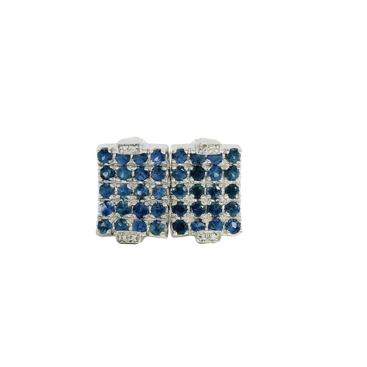 3.84cttw. Blue Sapphire Earrings in 14k White Gold 8.29g.