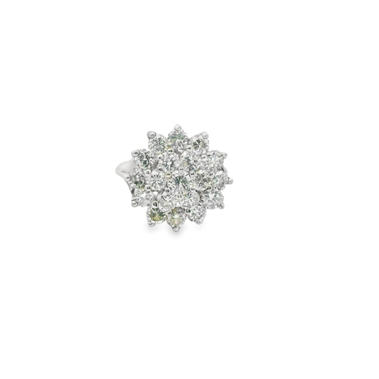 3.23cttw. White Diamond Cluster Ring in 14k White Gold 6.10G, US 6.25