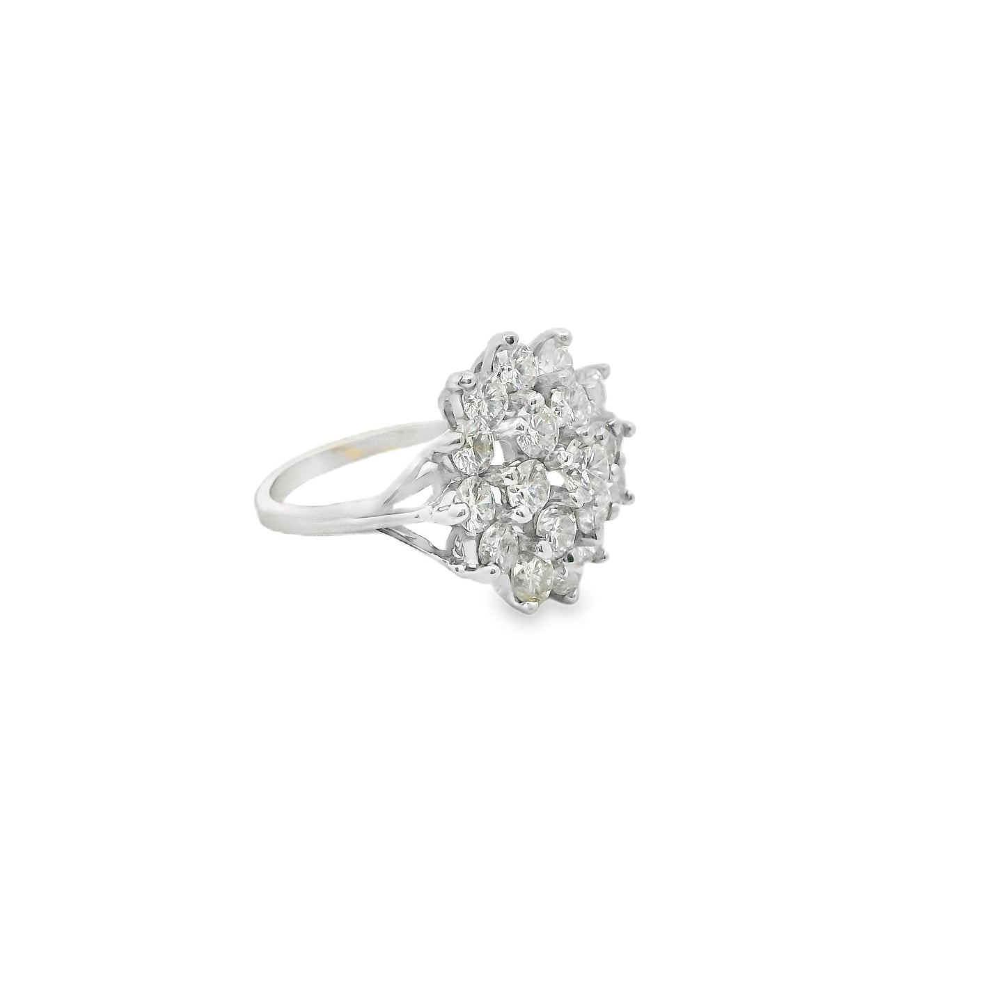 3.23cttw. White Diamond Cluster Ring in 14k White Gold 6.10G, US 6.25