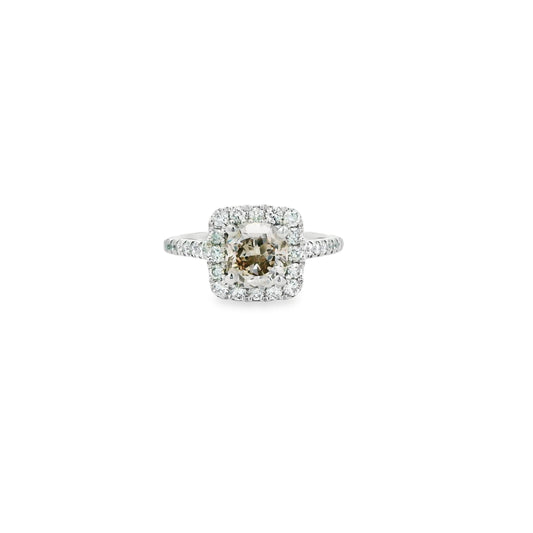 1.26 Fancy Pinkish Brown Diamond Enganement Ring in Platinum 6US 4.72g.