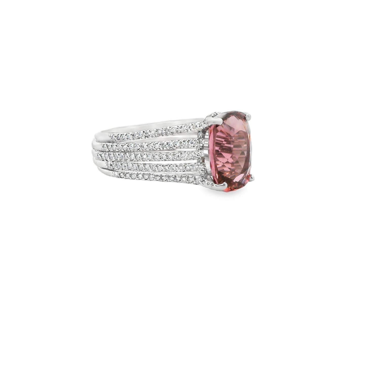 4.67ct. Pink Spinel & White Diamond Ring in Platinum 6.5US 7.27g.