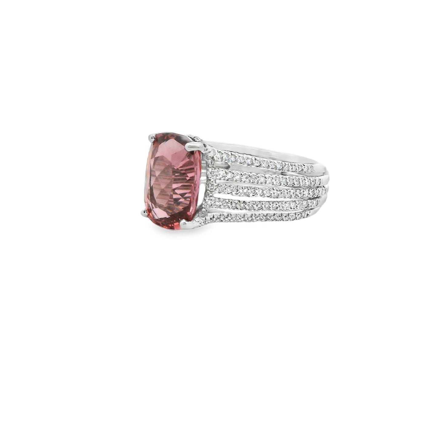 4.67ct. Pink Spinel & White Diamond Ring in Platinum 6.5US 7.27g.