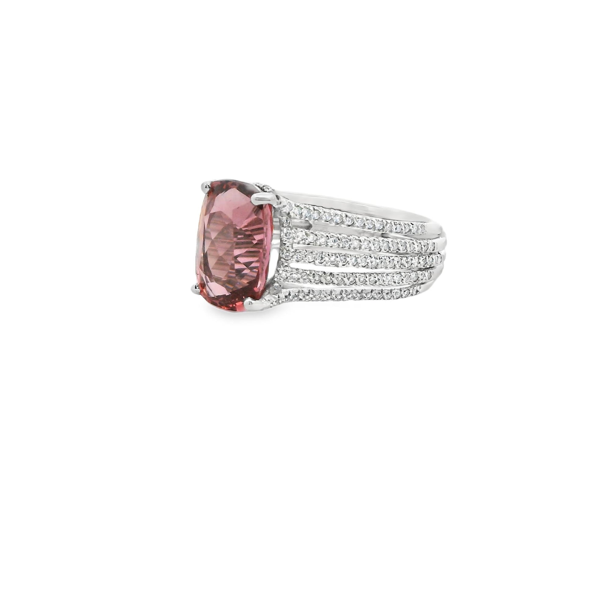 4.67ct. Pink Spinel & White Diamond Ring in Platinum 6.5US 7.27g.