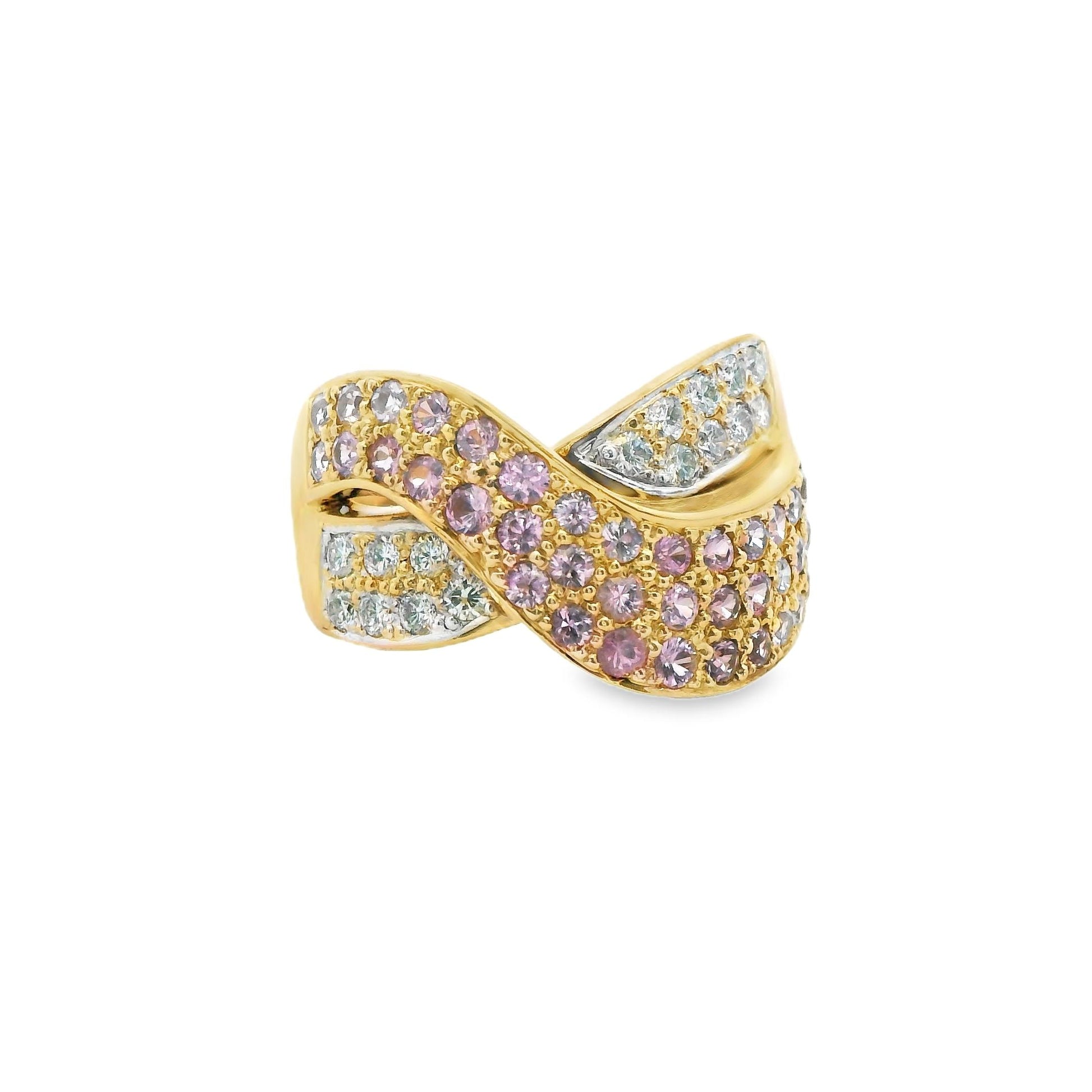 1.20cttw. White Diamond & 0.50cttw. Sapphire Ring in 14k Yellow Gold 7US 10.16g.