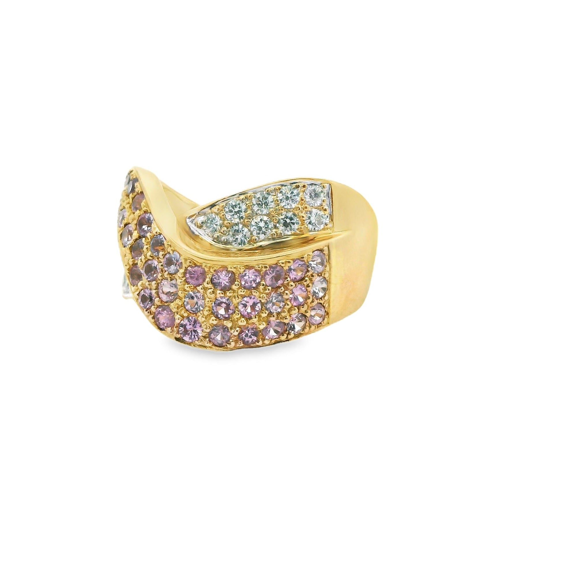 1.20cttw. White Diamond & 0.50cttw. Sapphire Ring in 14k Yellow Gold 7US 10.16g.