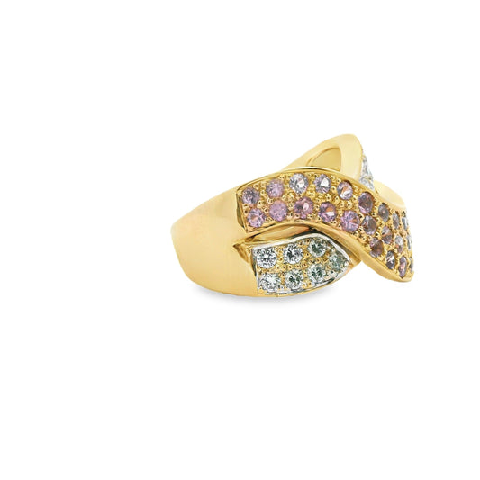 1.20cttw. White Diamond & 0.50cttw. Sapphire Ring in 14k Yellow Gold 7US 10.16g.