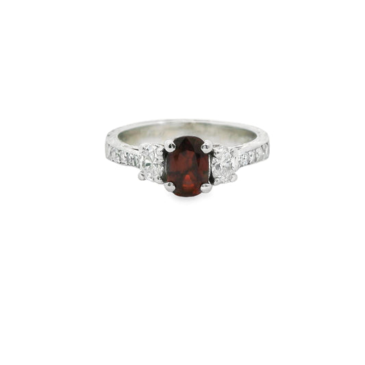 1.23 Ruby& White Diamond Ring in Platinum 7.75US. 8.33g.