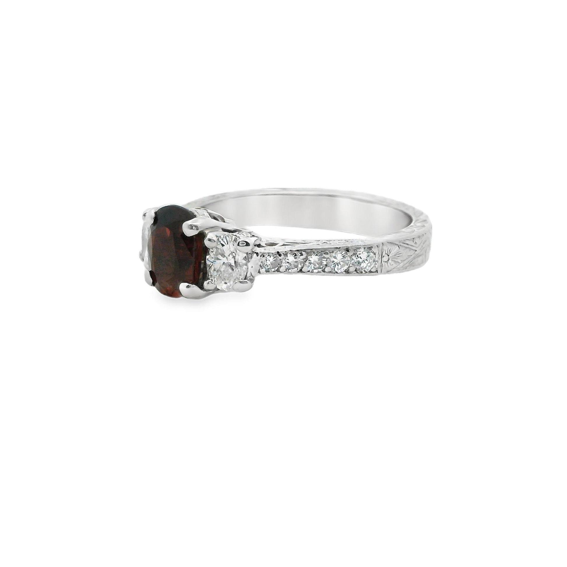 1.23 Ruby& White Diamond Ring in Platinum 7.75US. 8.33g.