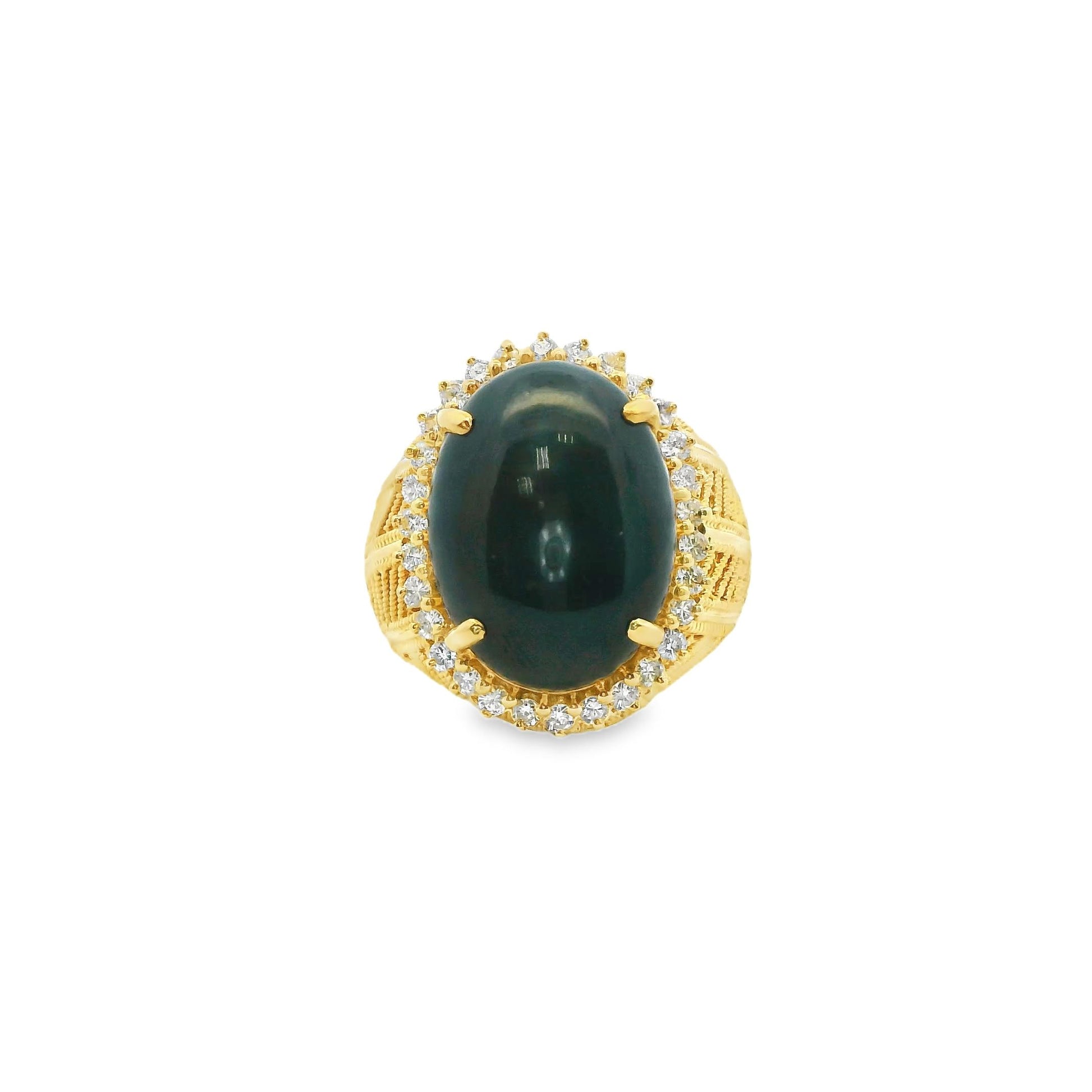 Black Onyx & 0.45cttw. White Diamond Cocktail Ring in 18k Yellow Gold 7.5US 13g