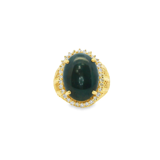 Black Onyx & 0.45cttw. White Diamond Cocktail Ring in 18k Yellow Gold 7.5US 13g