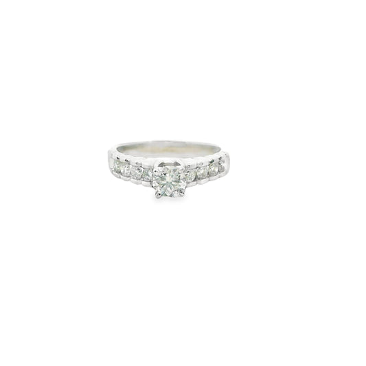 0.94 cttw. White Diamond Engagement Ring in 14K White Gold 7US 4.33g.