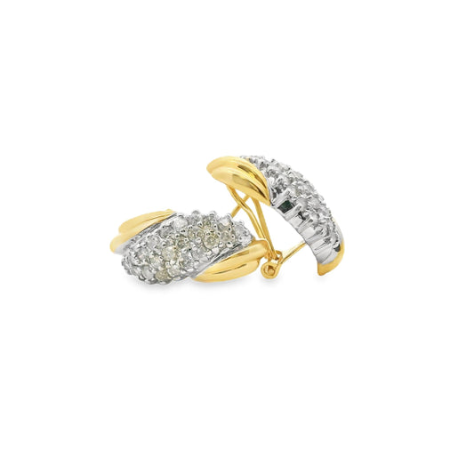 1.32cttw. White Diamond Vintage Earring in 14k Two Toned Gold 6.28g.
