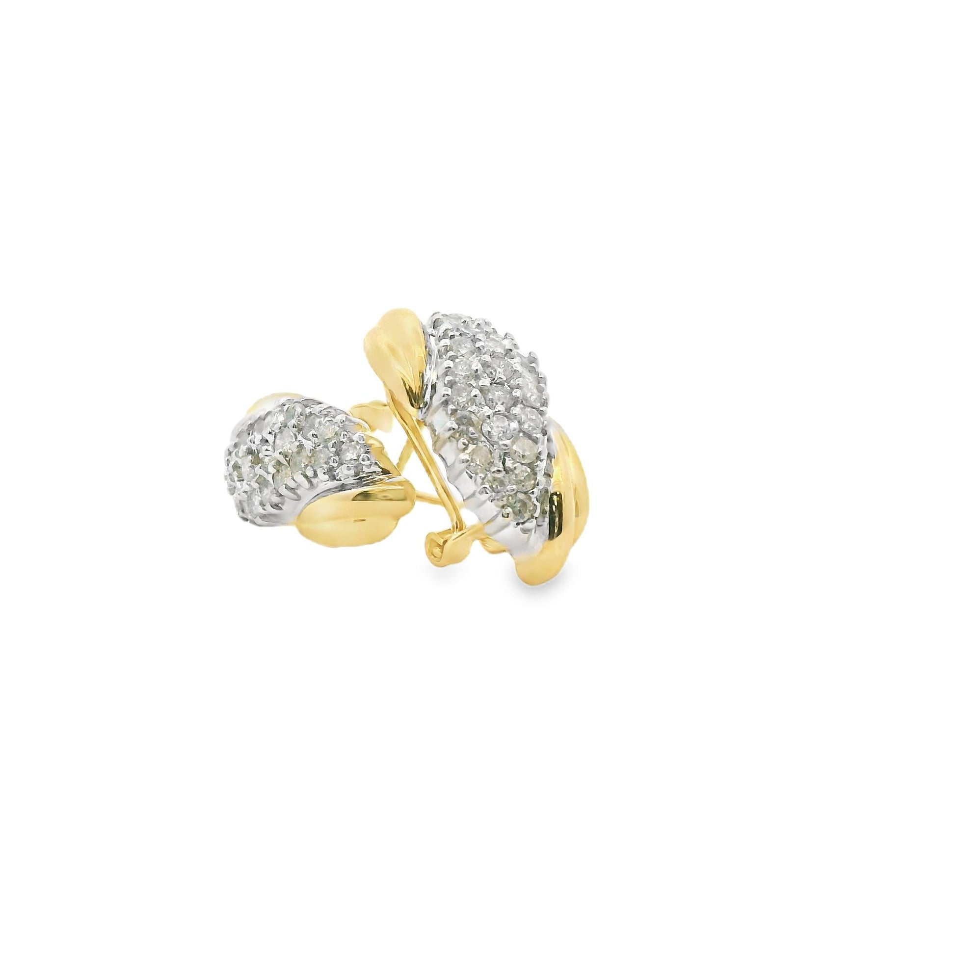 1.32cttw. White Diamond Vintage Earring in 14k Two Toned Gold 6.28g.