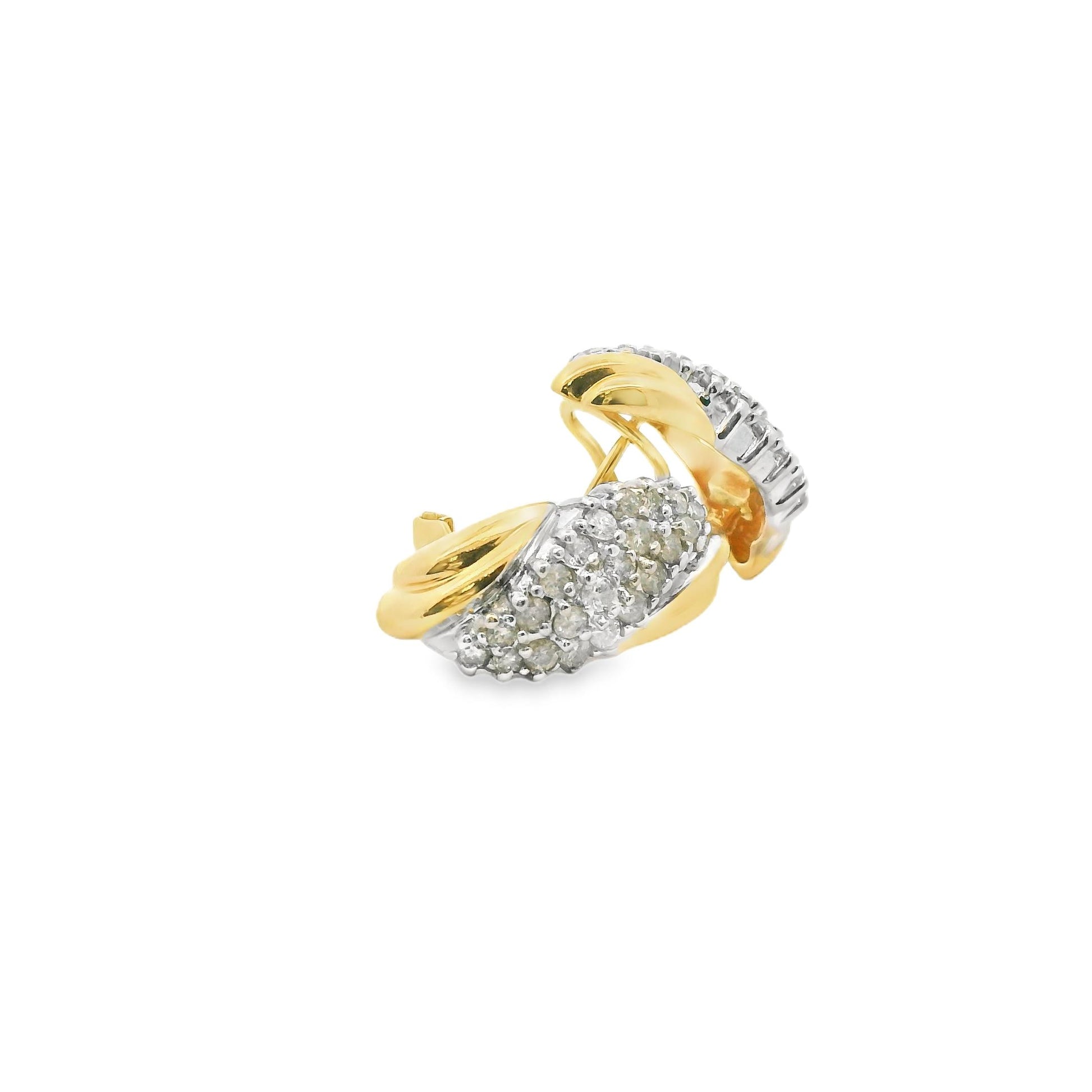 1.32cttw. White Diamond Vintage Earring in 14k Two Toned Gold 6.28g.