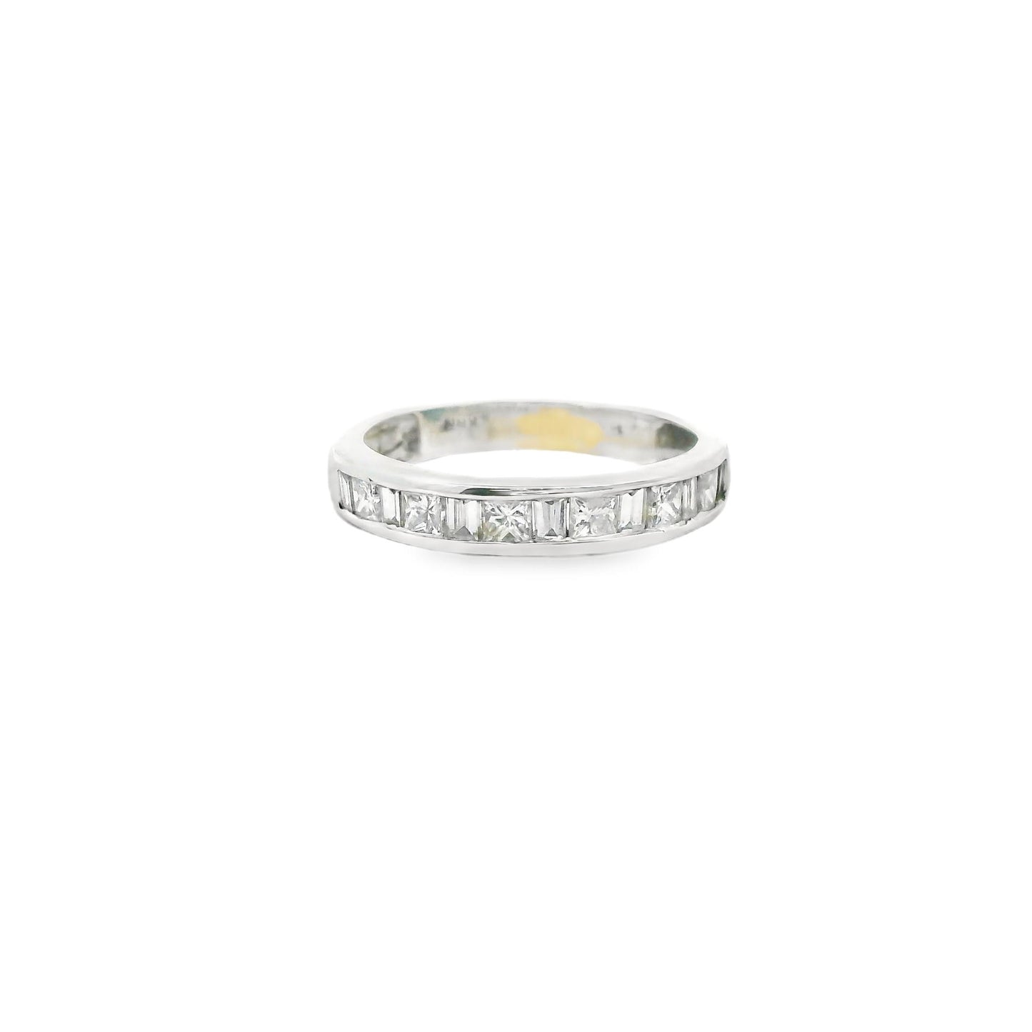 Half-way White Diamond Channel Set Ring in 14k White Gold 2.19g. 5US