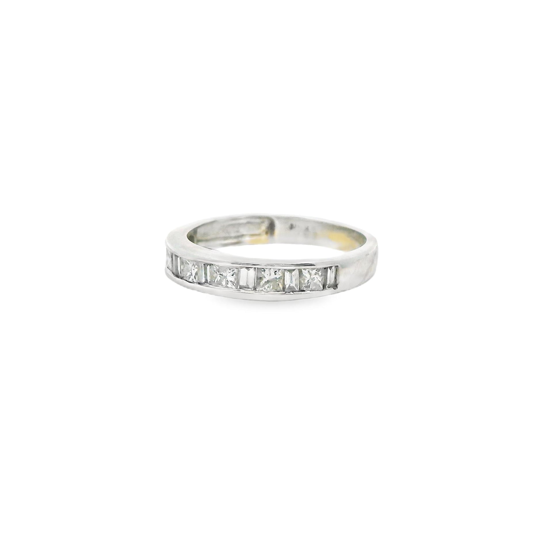 Half-way White Diamond Channel Set Ring in 14k White Gold 2.19g. 5US