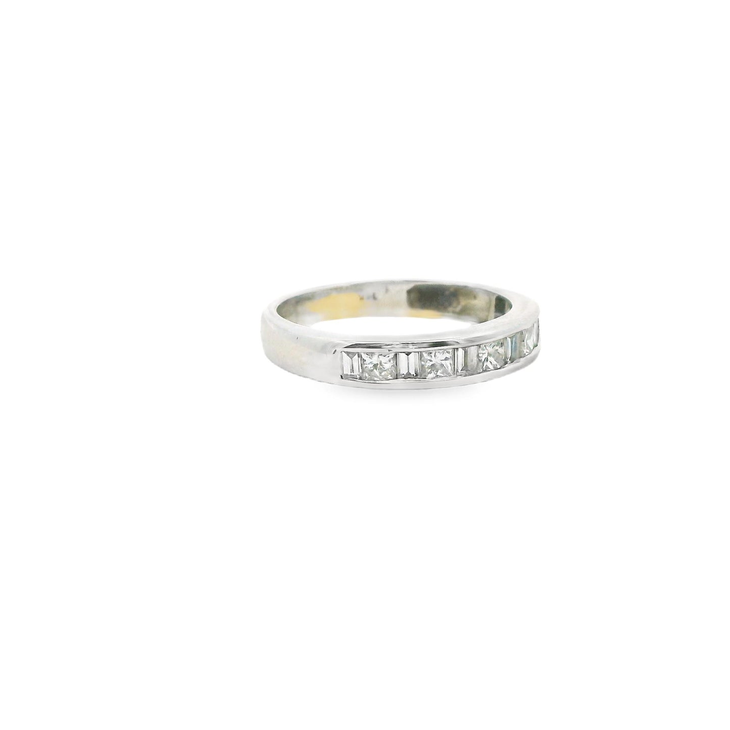 Half-way White Diamond Channel Set Ring in 14k White Gold 2.19g. 5US