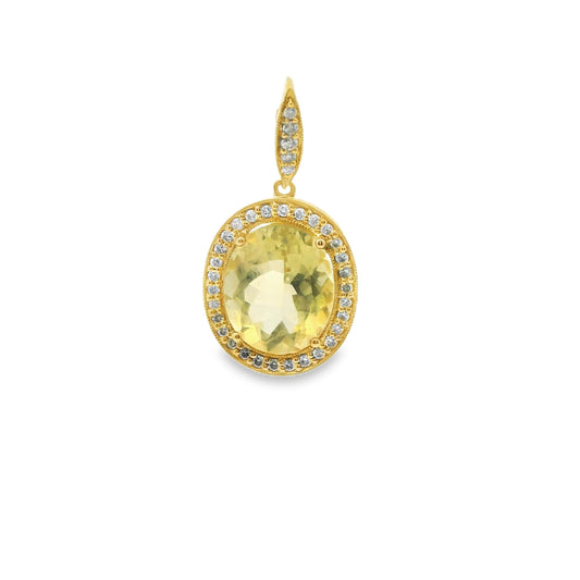 5.50 ct. Citrine & White Diamond Pendant in 18k Yellow Gold 4.01g.