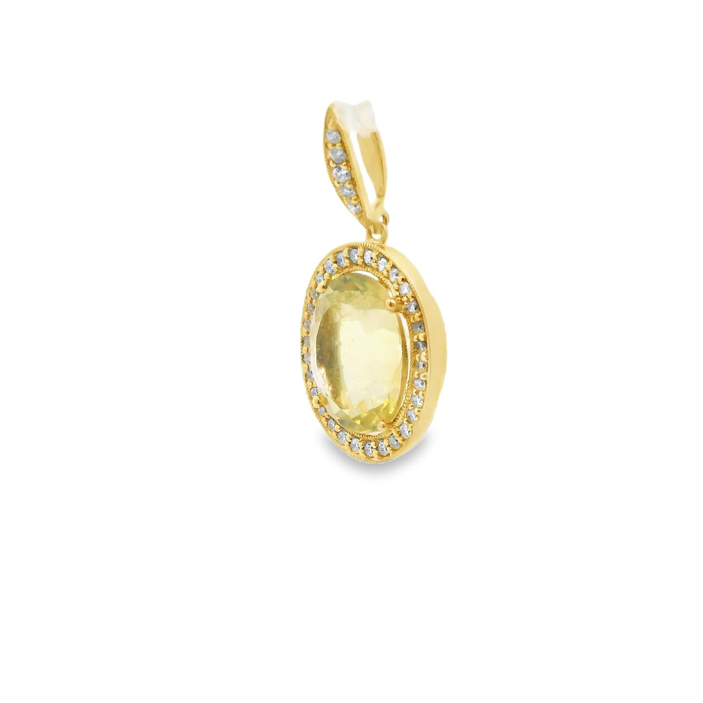 5.50 ct. Citrine & White Diamond Pendant in 18k Yellow Gold 4.01g.