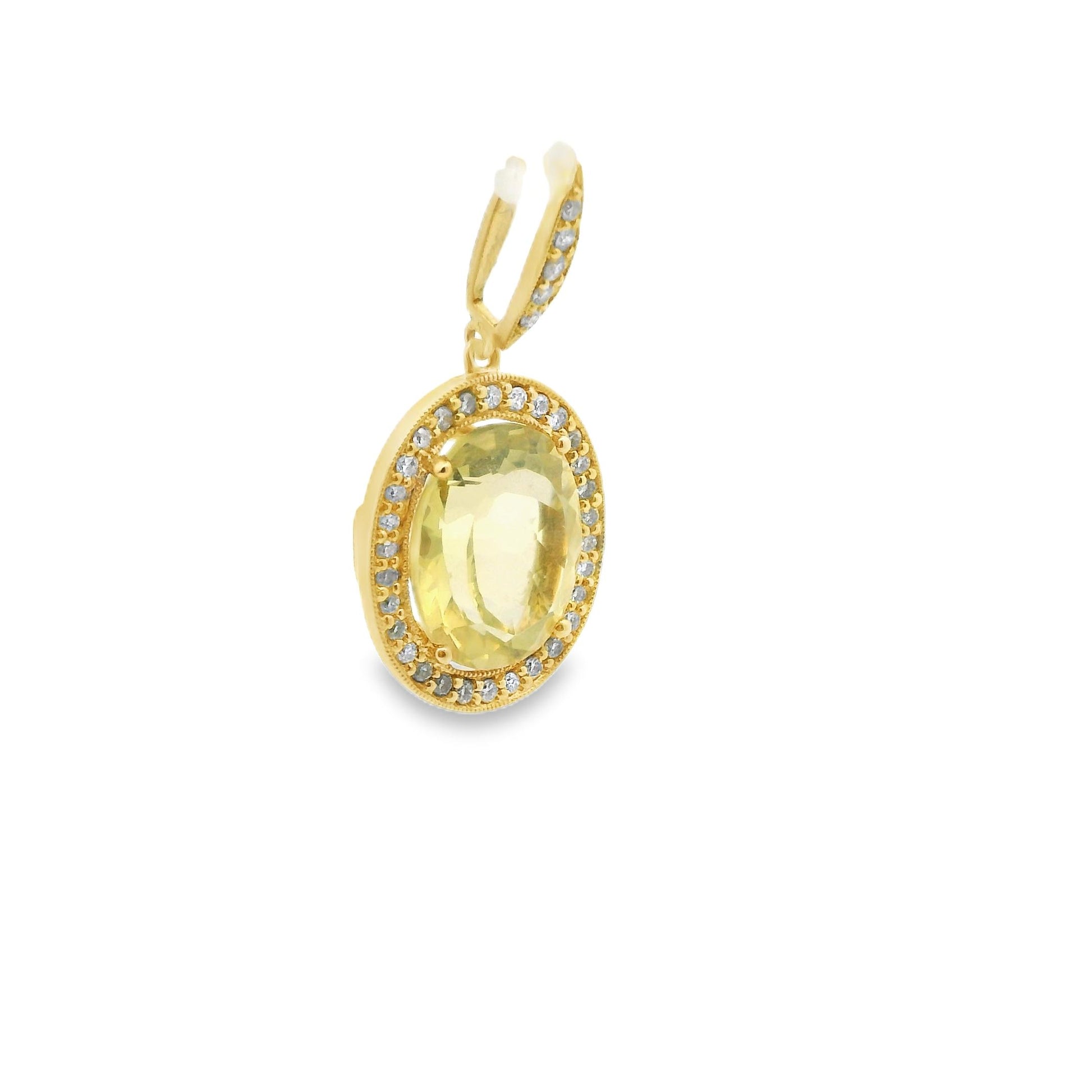 5.50 ct. Citrine & White Diamond Pendant in 18k Yellow Gold 4.01g.