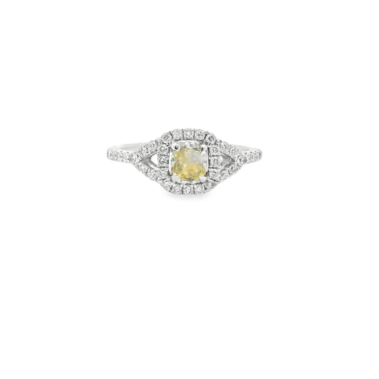 1 cttw.  Diamond Evil Eye Ring in 18k White Gold 6.5US 2.91g.
