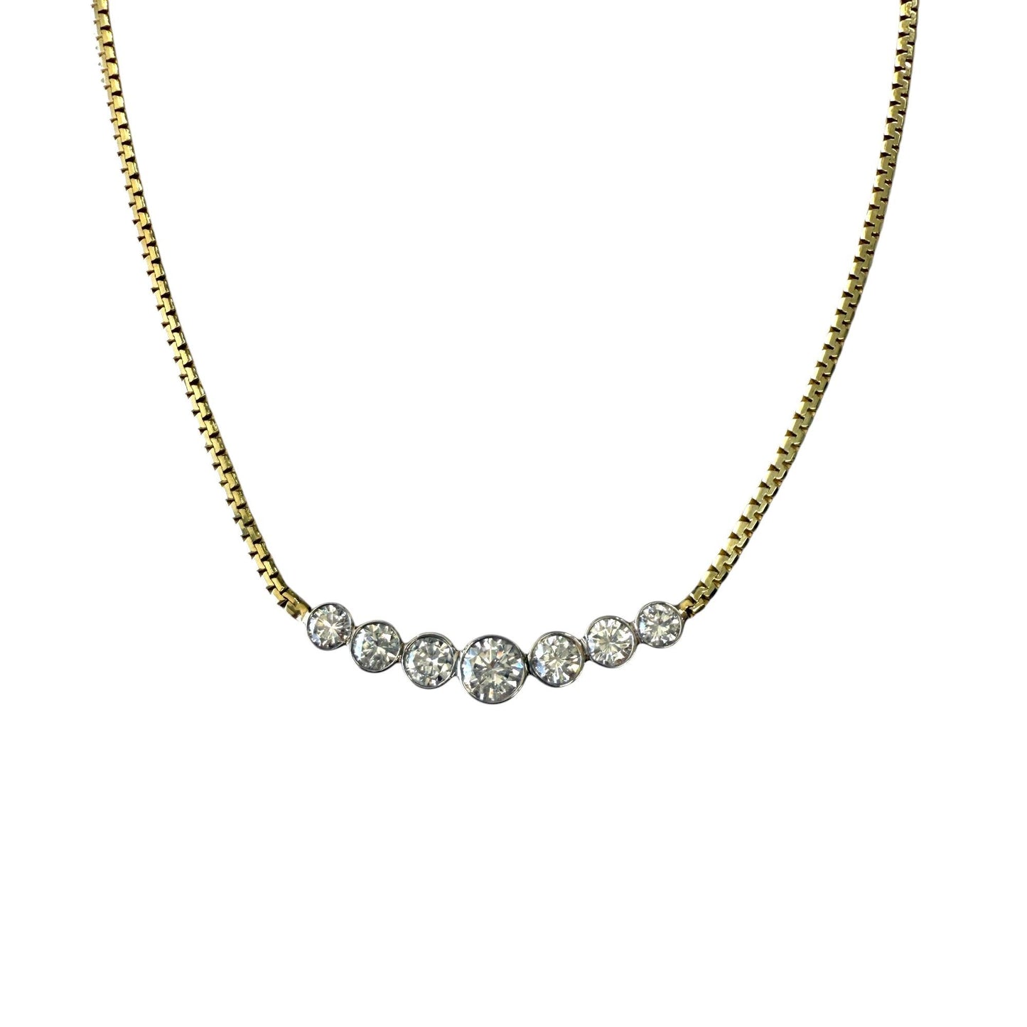 2.78cttw. White Diamond Graguated Necklace in 14k Yellow Gold 6.6g.