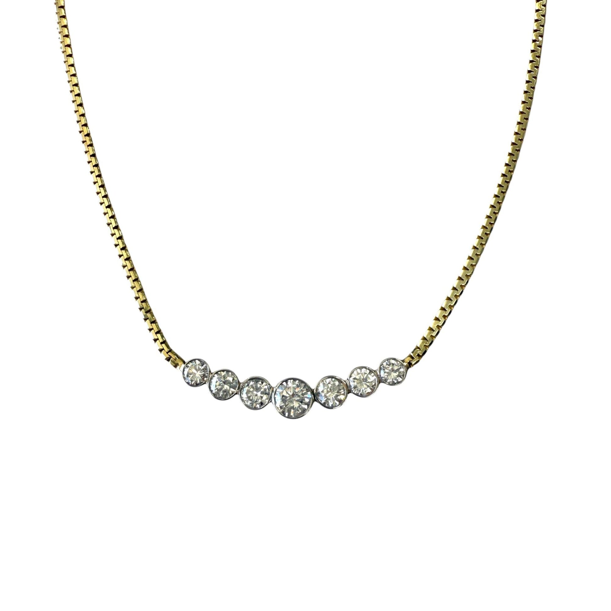 2.78cttw. White Diamond Graguated Necklace in 14k Yellow Gold 6.6g.