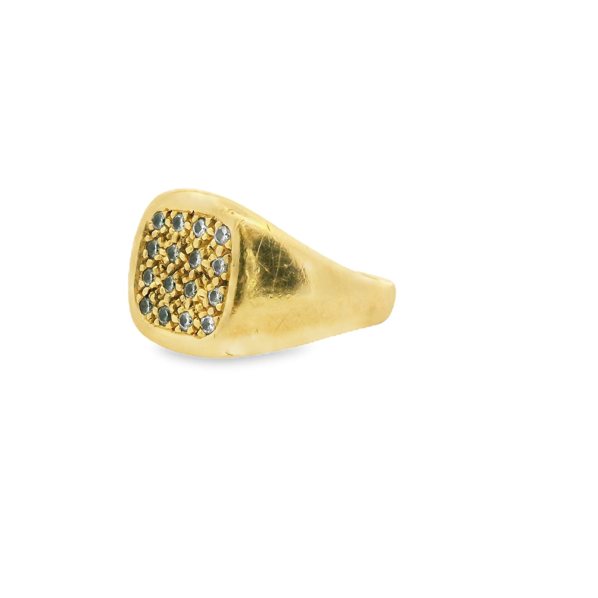 0.25 cttw. White Diamond Yellow Gold Signet Ring 7.75US 10,83g.