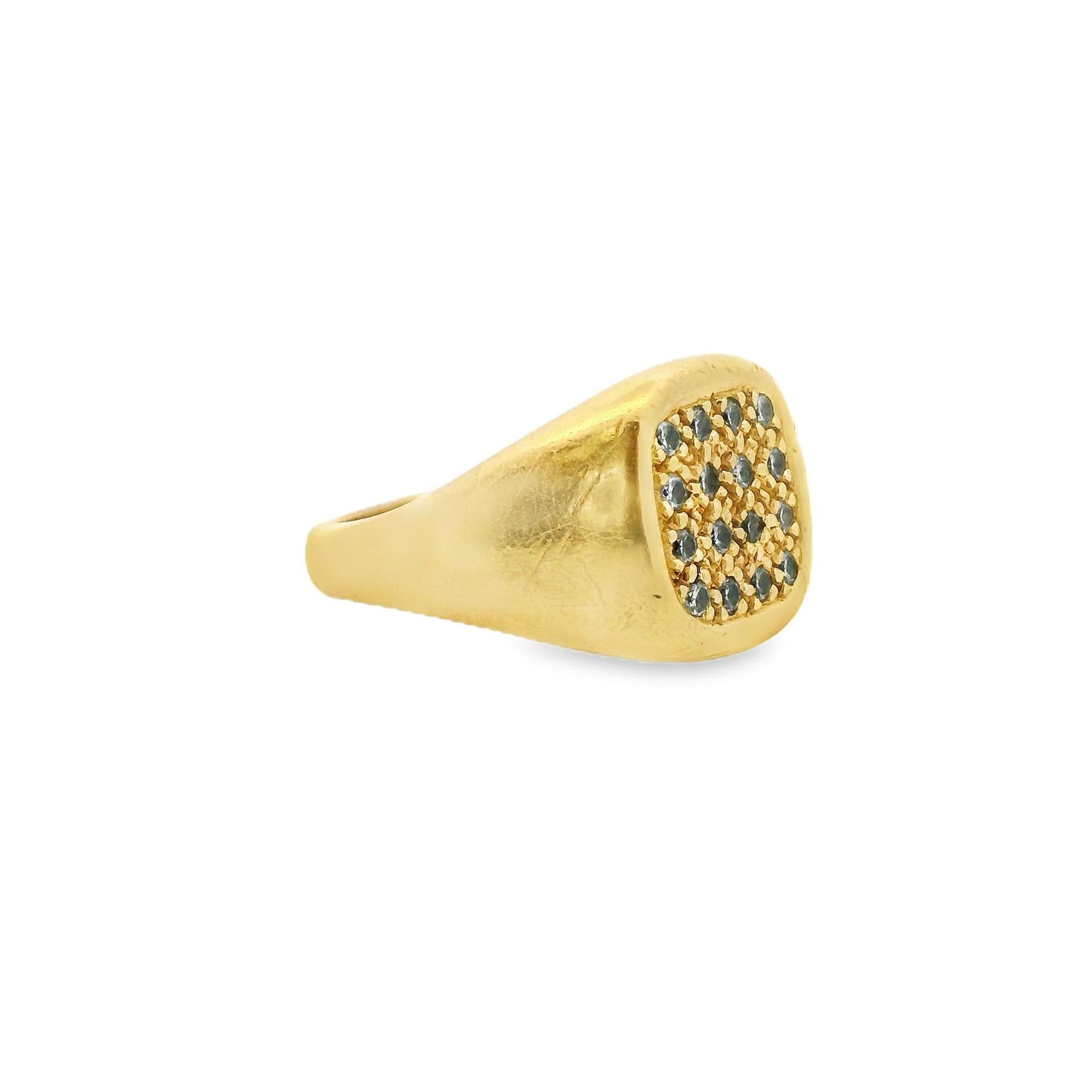 0.25 cttw. White Diamond Yellow Gold Signet Ring 7.75US 10,83g.