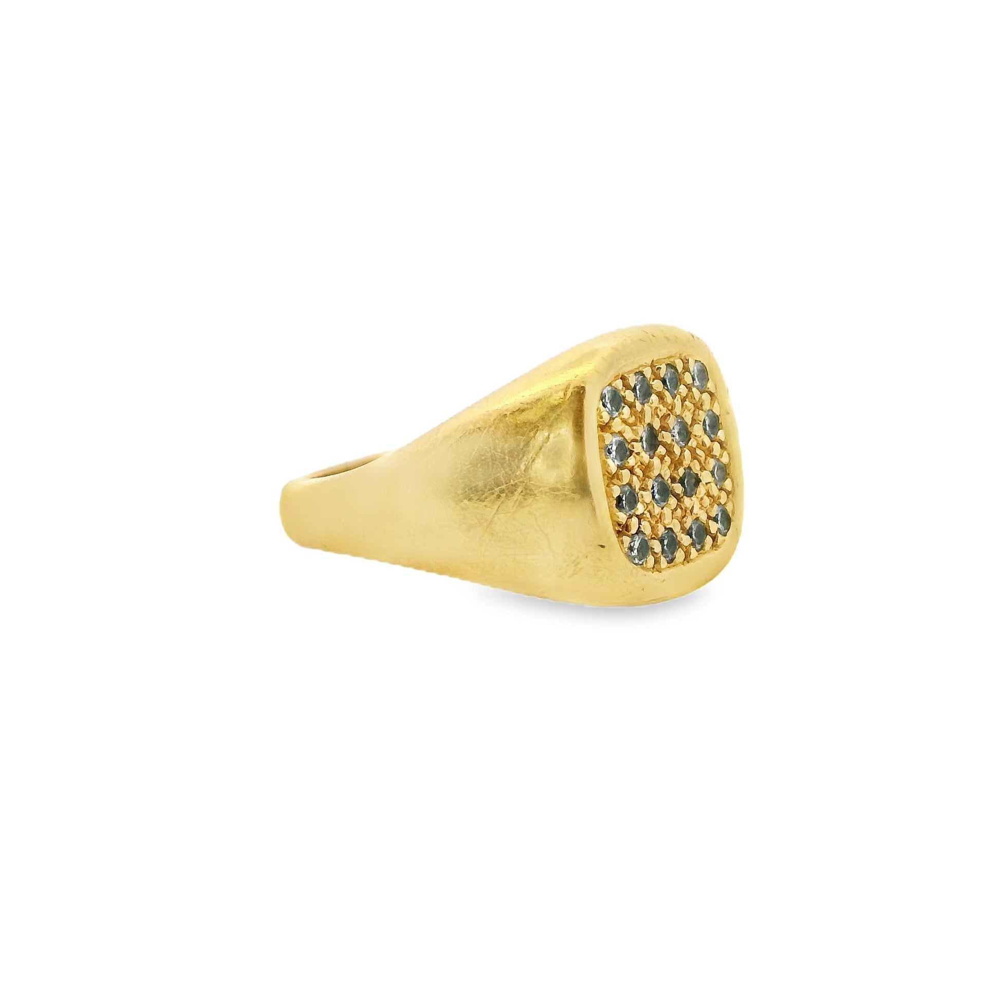 0.25 cttw. White Diamond Yellow Gold Signet Ring 7.75US 10,83g.