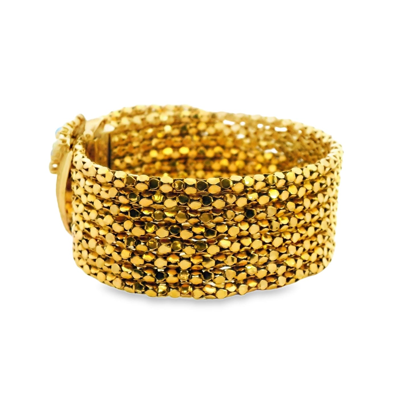 14k Yellow Gold Tassle Adjustable Size Bracelet with Opals 64.57g. 10"