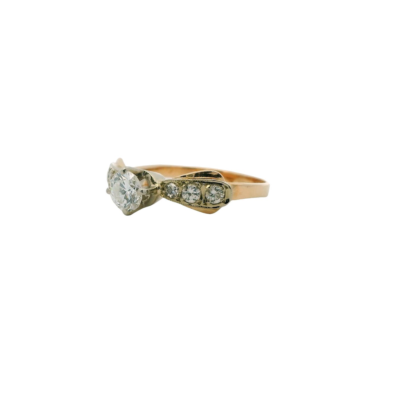 0.86cttw. White Diamond Ring in 14k Yellow Gold 6.5US 2.57g.