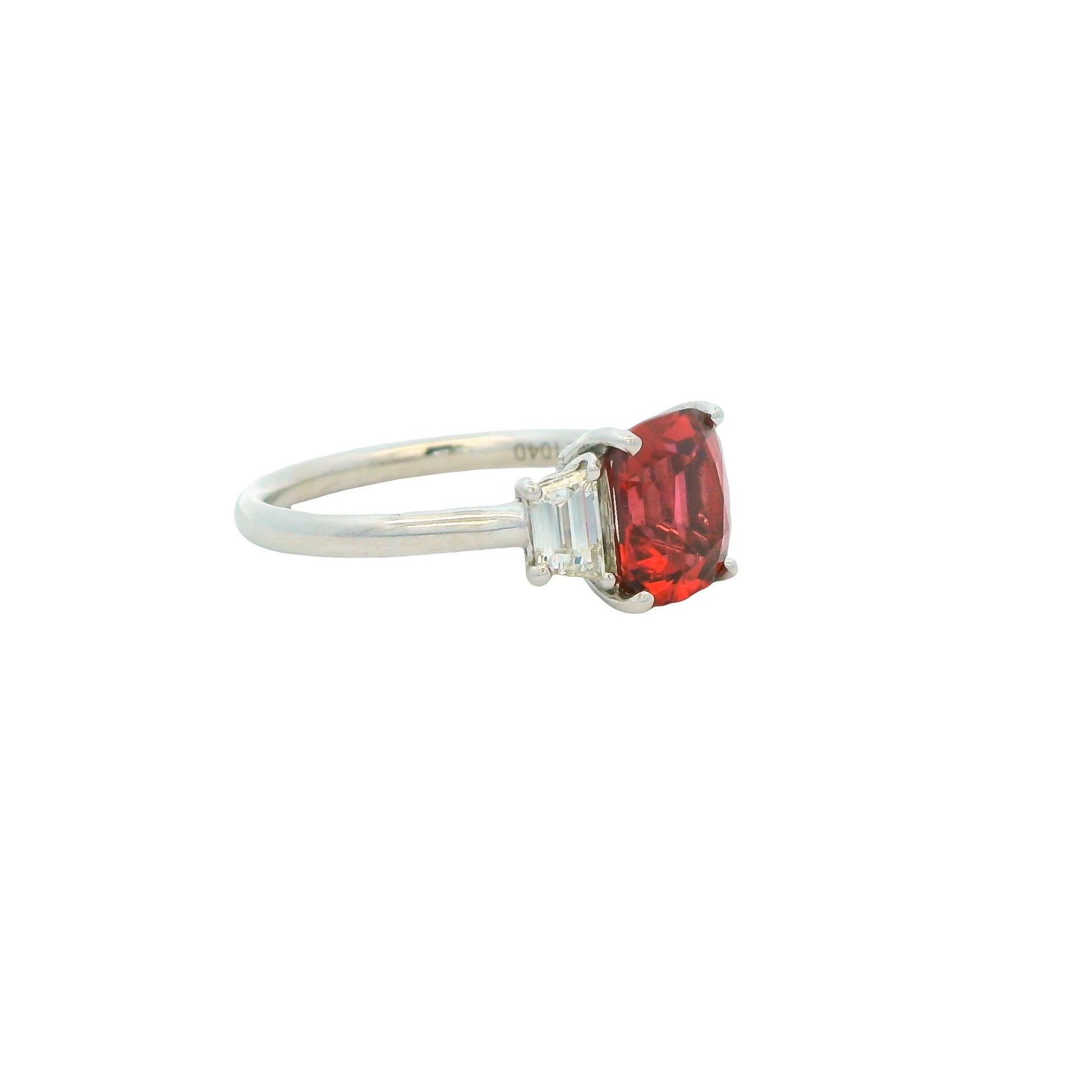 1.76ct. Red Myanmar Spinel & White Diamond Ring in 14k White Gold 5.75US