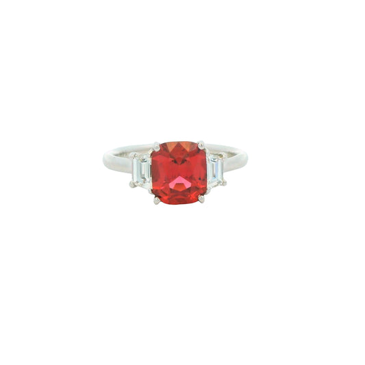 1.76ct. Red Myanmar Spinel & White Diamond Ring in 14k White Gold 5.75US