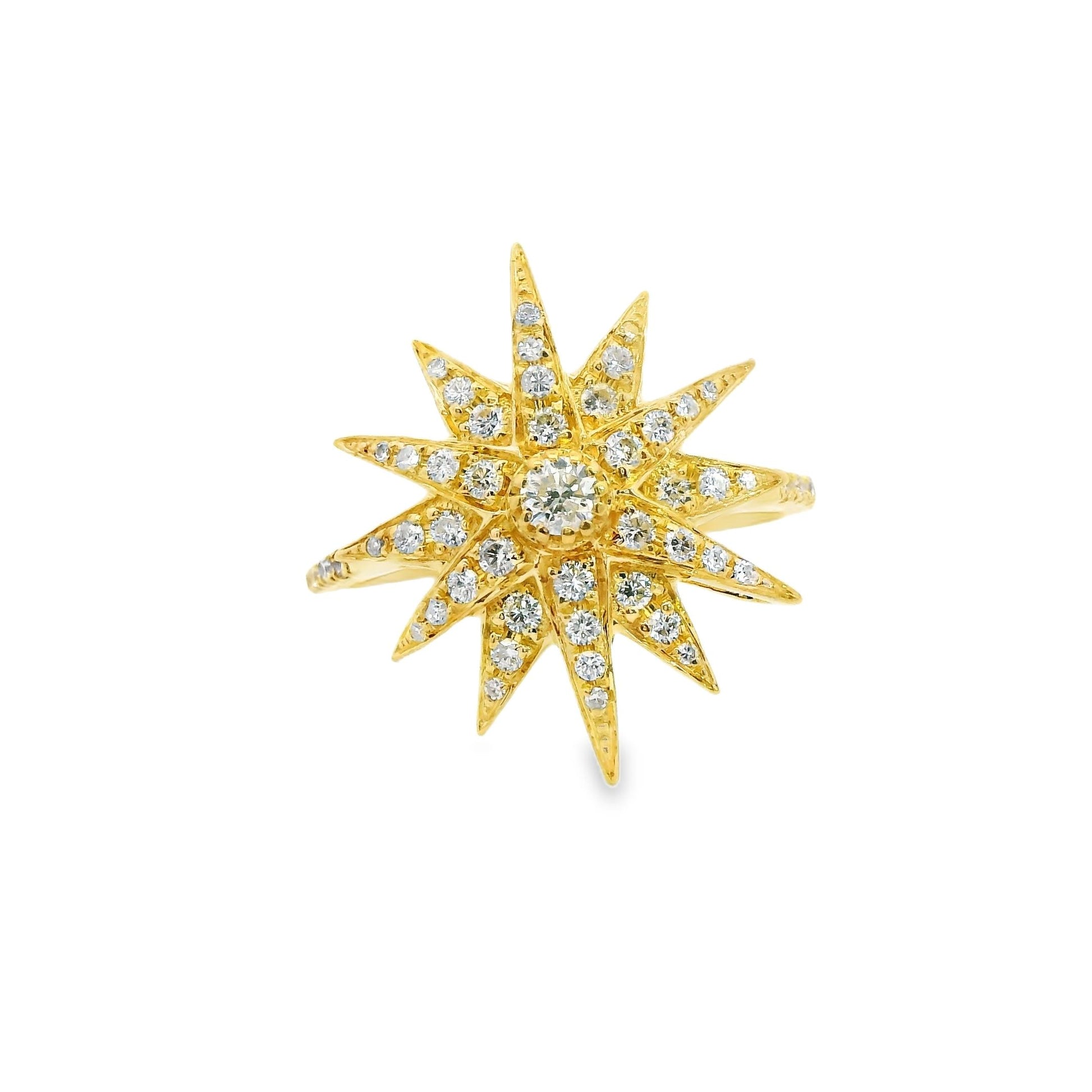 0.35cttw White Diamond Star ring in 18k Yellow Gold 7.5US 3.81g.