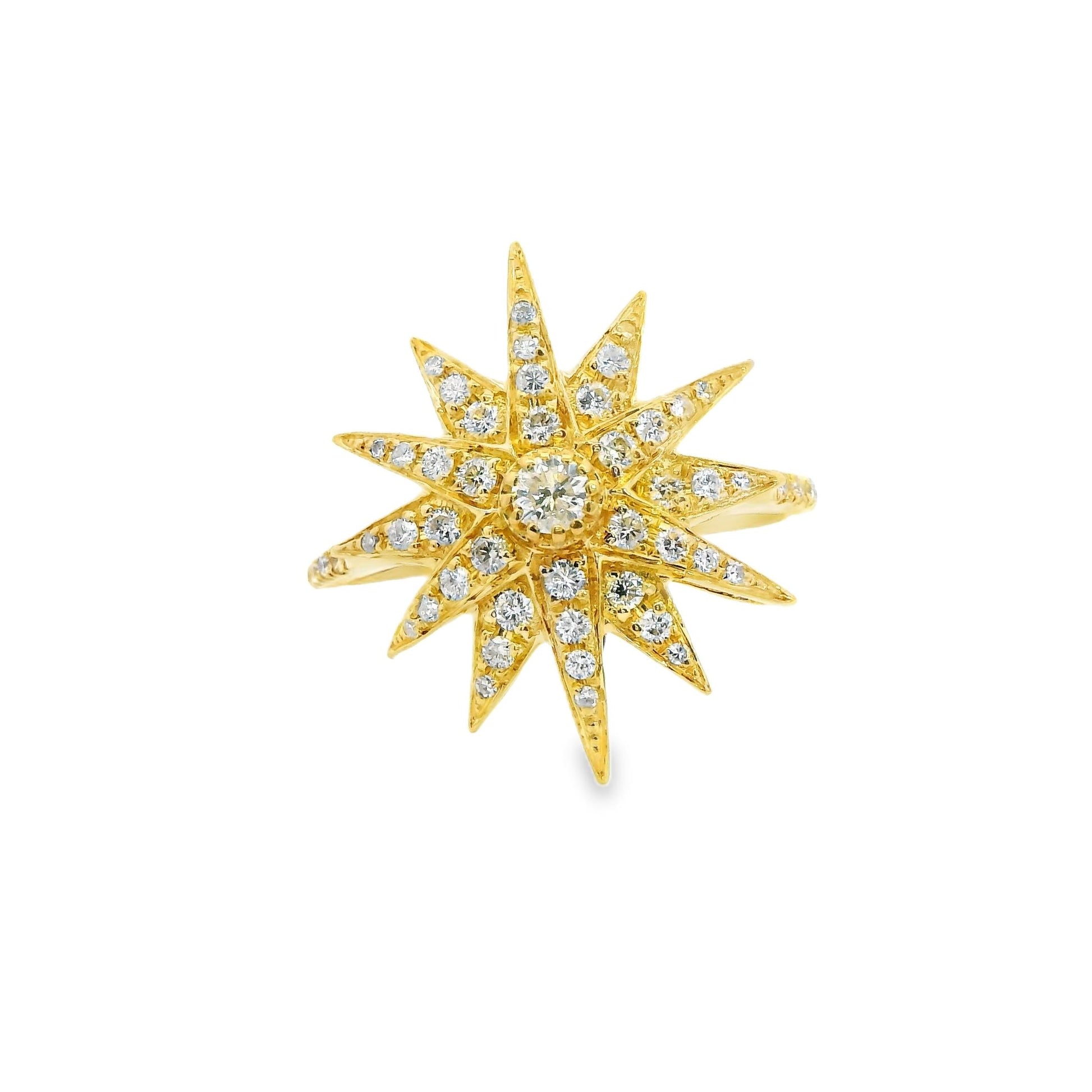 0.35cttw White Diamond Star ring in 18k Yellow Gold 7.5US 3.81g.