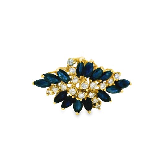 3.50cttw. Sapphire & 0.50cttw. White Diamond Fashion Ring in 14k Yellow Gold 6US