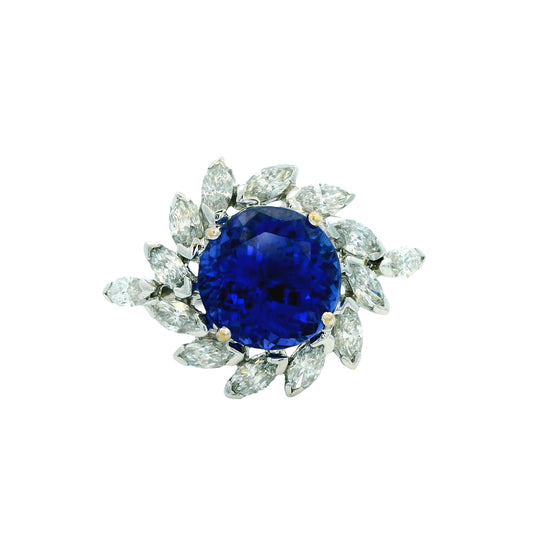4.79 ct. Tanzanite & 1.23 cttw. White Diamond Ring in 18k White Gold 6.25US