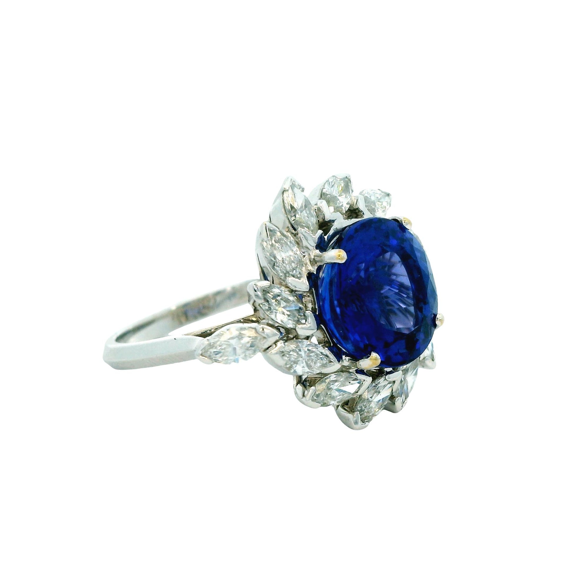 4.79 ct. Tanzanite & 1.23 cttw. White Diamond Ring in 18k White Gold 6.25US