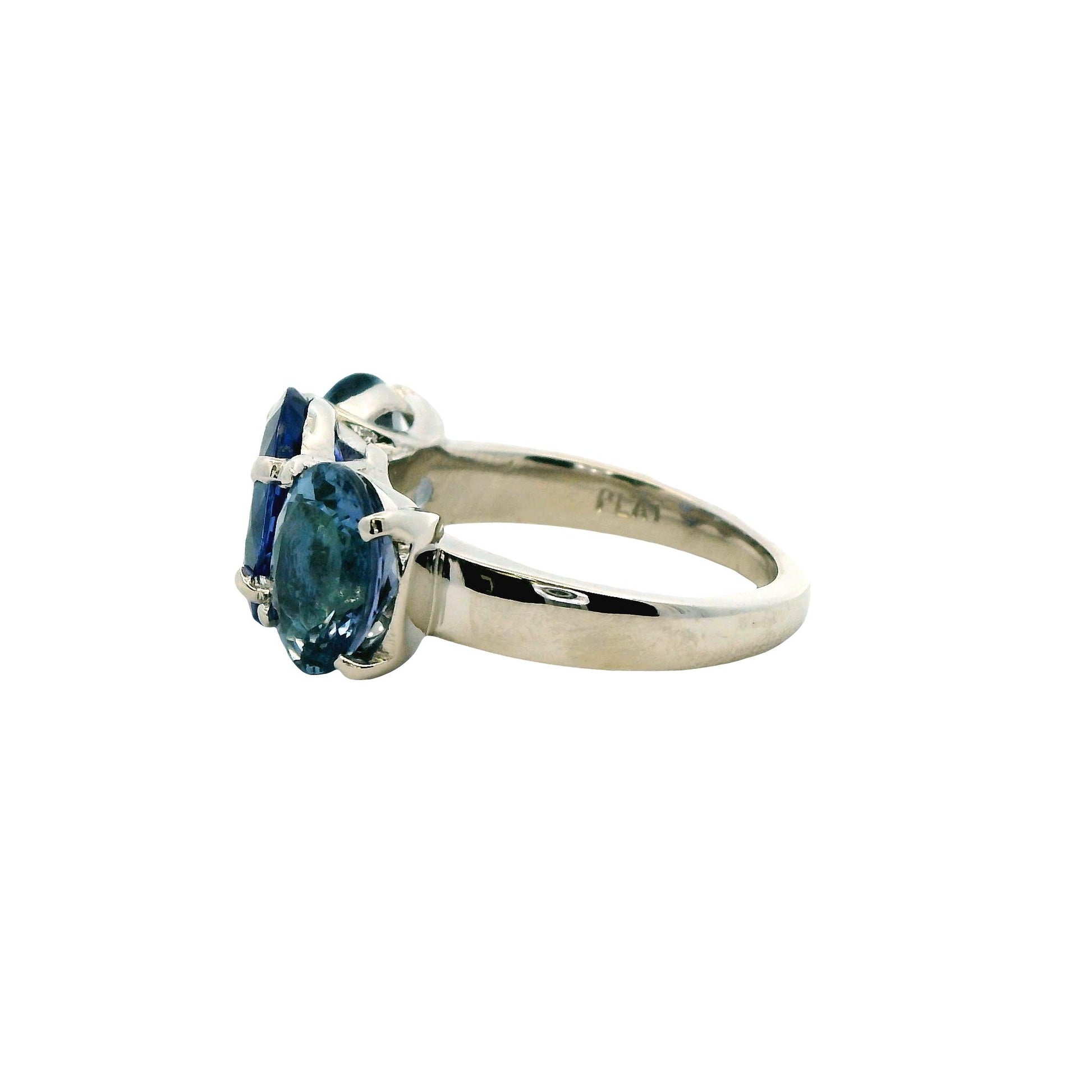 2.93ct Tanzanite & 3.40cttw. Blue Sapphire Platinum Ring 11.95g. 6.5US