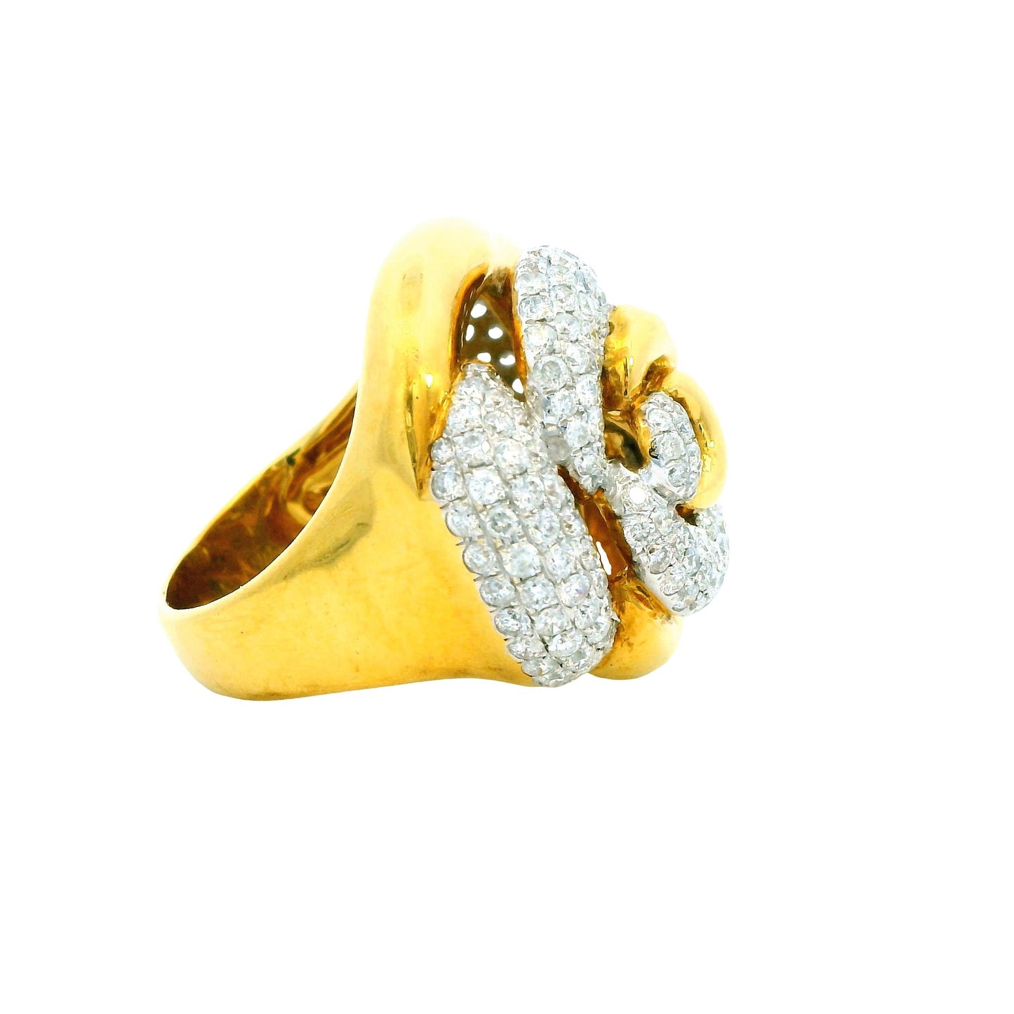 2.95cttw. White Diamond Flower Ring in 18k Yellow Gold 7.25US 19.08g.