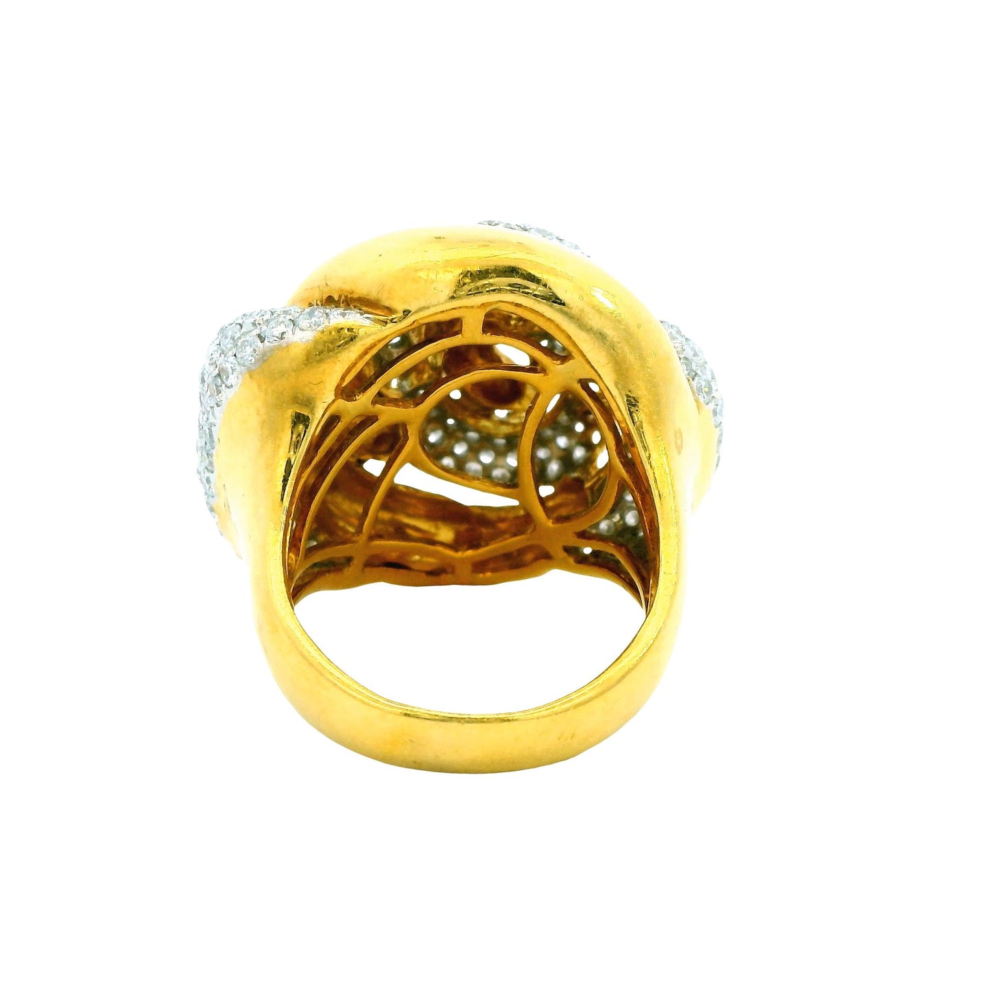 2.95cttw. White Diamond Flower Ring in 18k Yellow Gold 7.25US 19.08g.