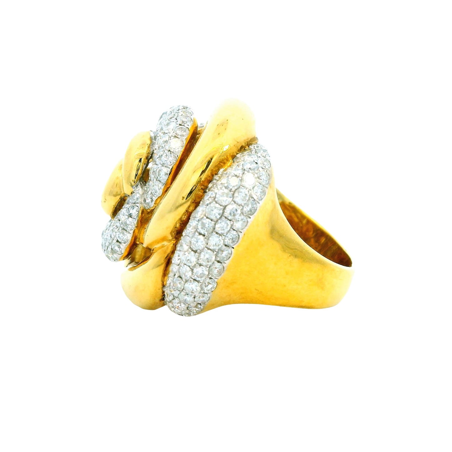 2.95cttw. White Diamond Flower Ring in 18k Yellow Gold 7.25US 19.08g.