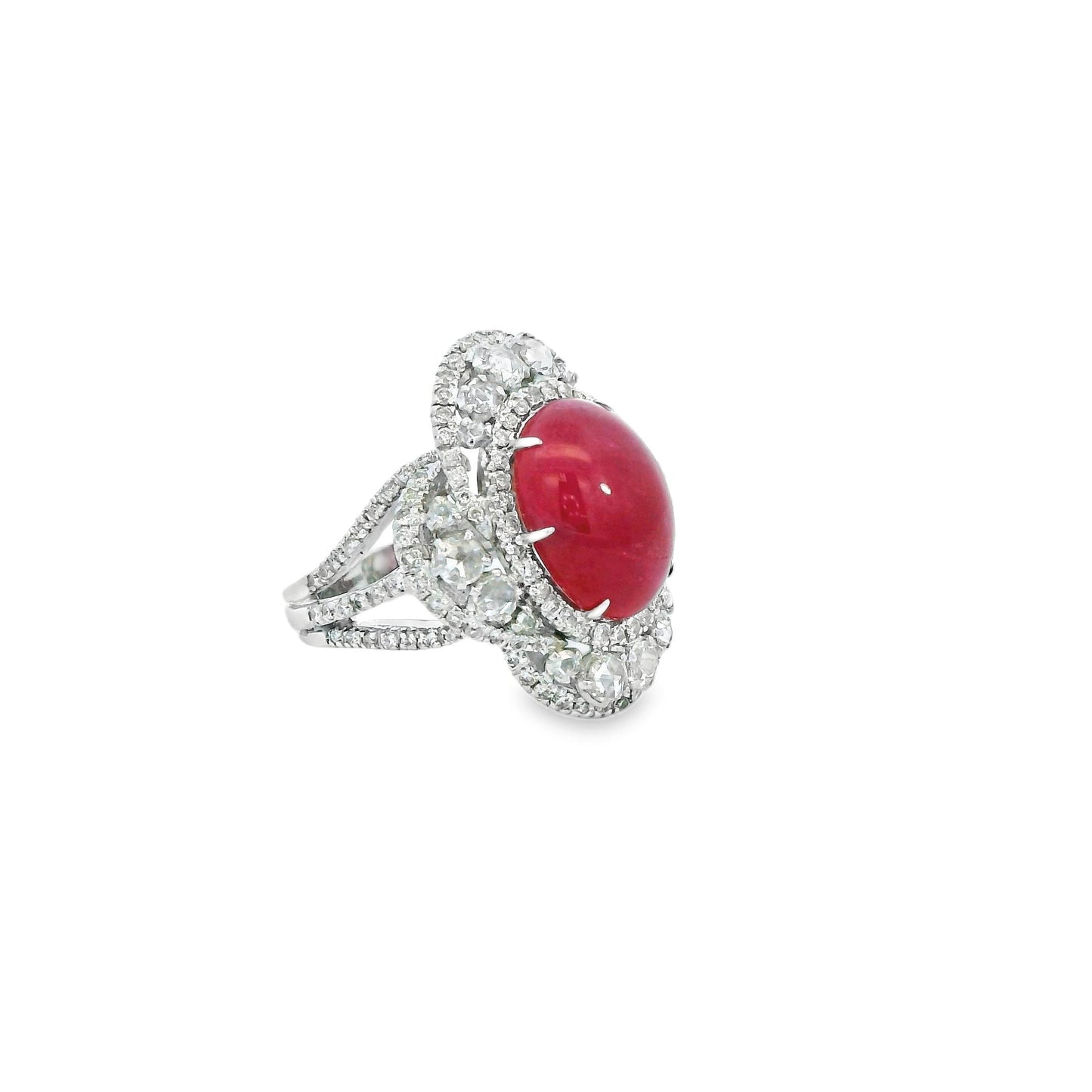 GIA 8.60ct. Natural Ruby & White Diamond Ring in 18k White Gold 5.5US 12.12g