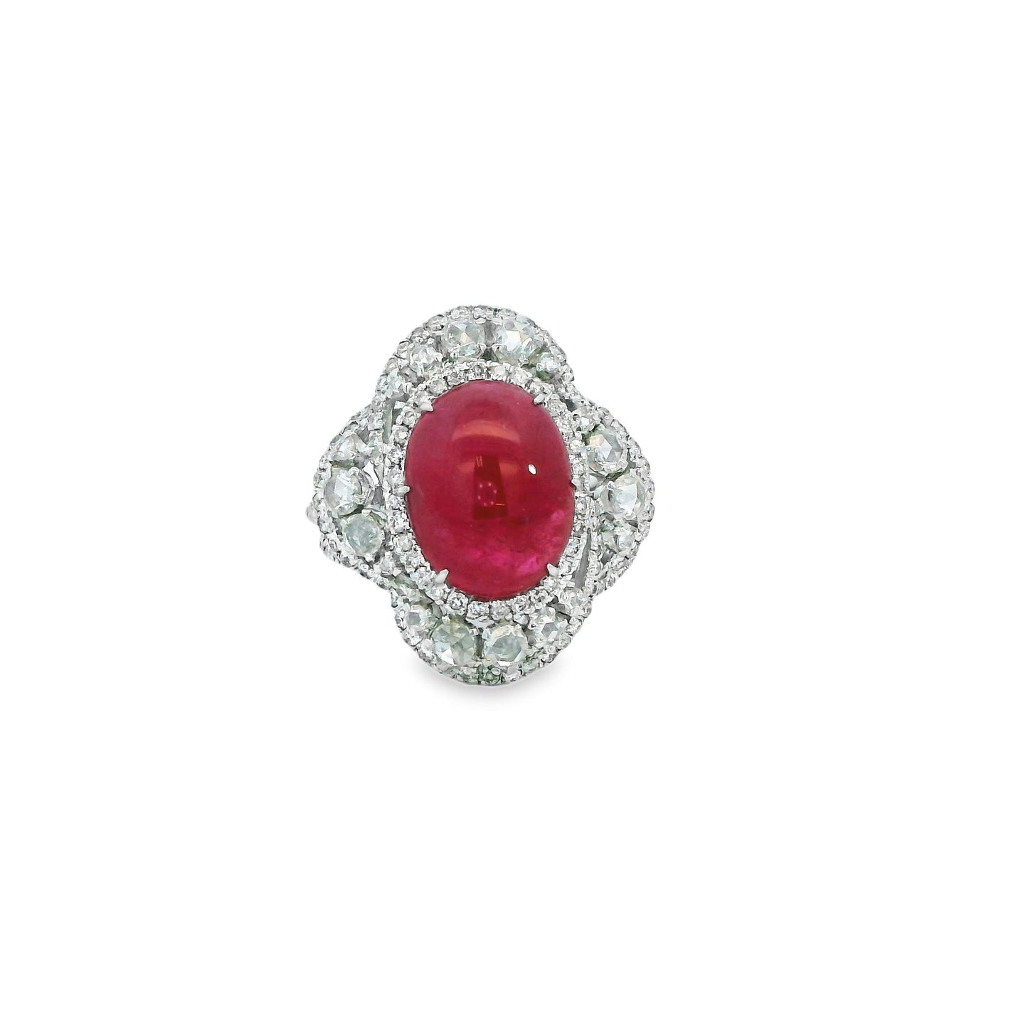 GIA 8.60ct. Natural Ruby & White Diamond Ring in 18k White Gold 5.5US 12.12g