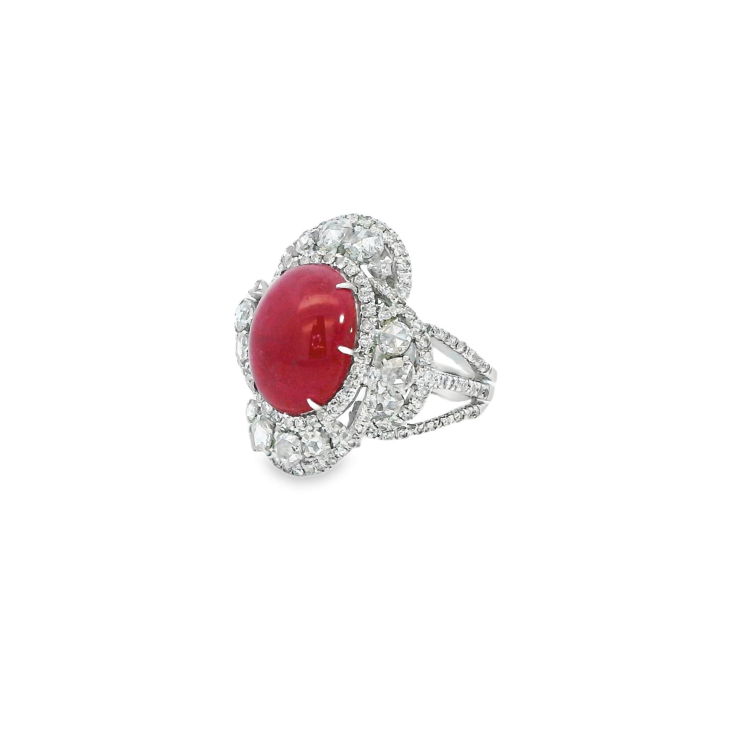 GIA 8.60ct. Natural Ruby & White Diamond Ring in 18k White Gold 5.5US 12.12g